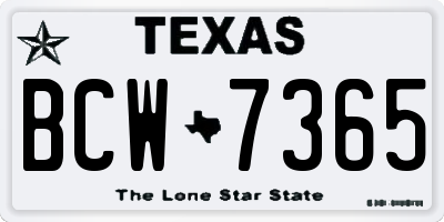 TX license plate BCW7365