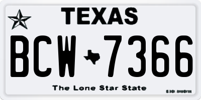 TX license plate BCW7366