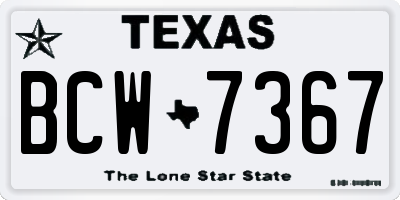 TX license plate BCW7367