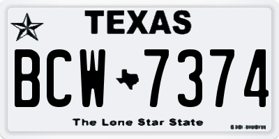 TX license plate BCW7374