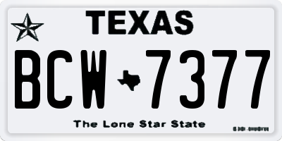 TX license plate BCW7377