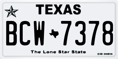 TX license plate BCW7378