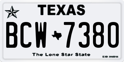 TX license plate BCW7380