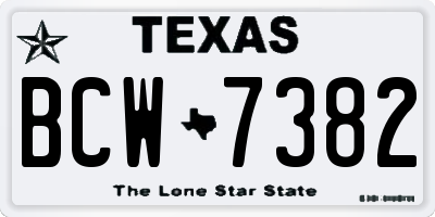 TX license plate BCW7382