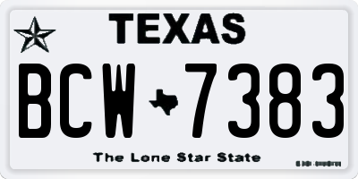 TX license plate BCW7383