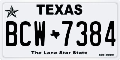 TX license plate BCW7384