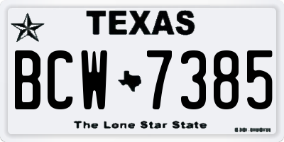 TX license plate BCW7385