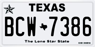 TX license plate BCW7386