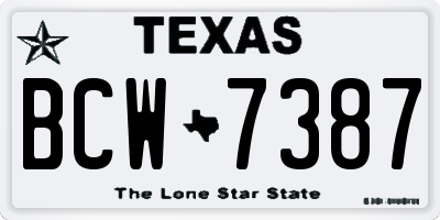 TX license plate BCW7387