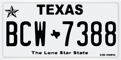 TX license plate BCW7388