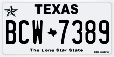 TX license plate BCW7389