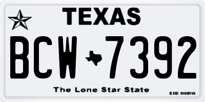 TX license plate BCW7392
