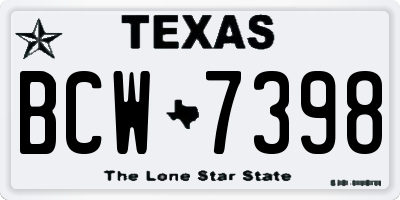 TX license plate BCW7398