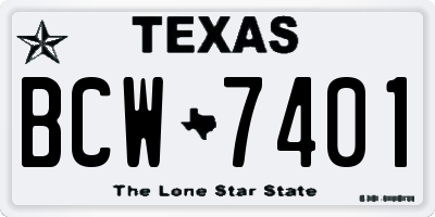 TX license plate BCW7401