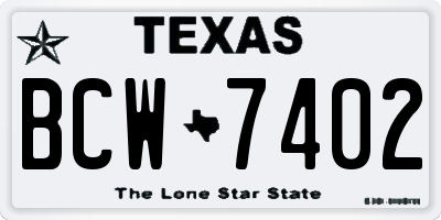TX license plate BCW7402