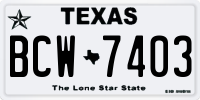 TX license plate BCW7403