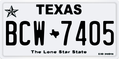 TX license plate BCW7405