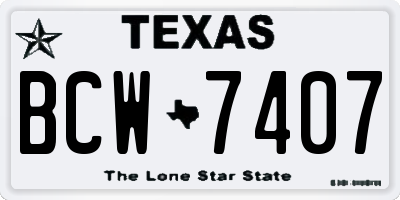 TX license plate BCW7407