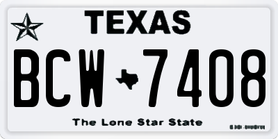 TX license plate BCW7408