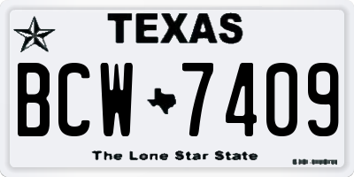 TX license plate BCW7409