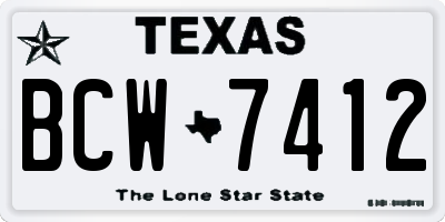 TX license plate BCW7412