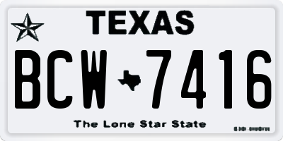 TX license plate BCW7416