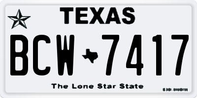 TX license plate BCW7417