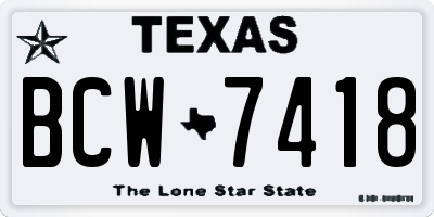 TX license plate BCW7418