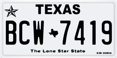 TX license plate BCW7419