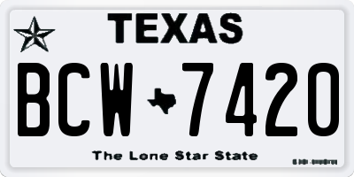 TX license plate BCW7420