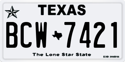 TX license plate BCW7421