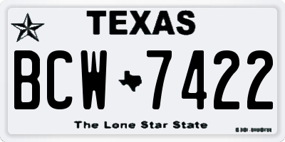 TX license plate BCW7422
