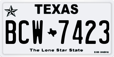 TX license plate BCW7423
