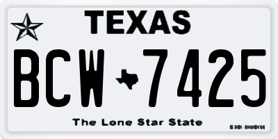 TX license plate BCW7425