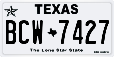 TX license plate BCW7427