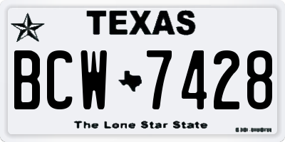 TX license plate BCW7428