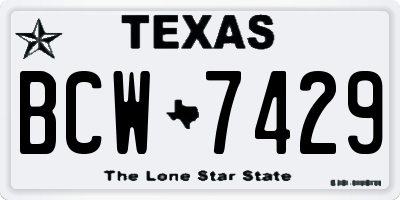 TX license plate BCW7429