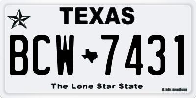 TX license plate BCW7431