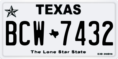 TX license plate BCW7432