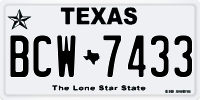 TX license plate BCW7433