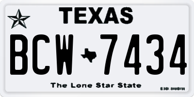 TX license plate BCW7434