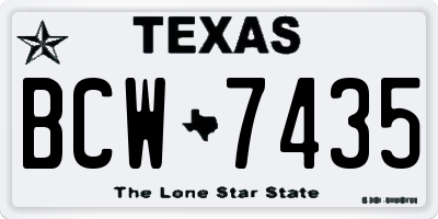 TX license plate BCW7435