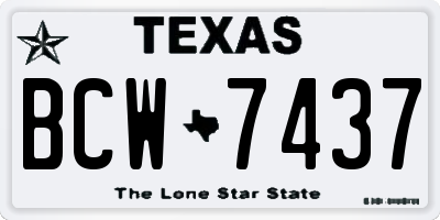 TX license plate BCW7437