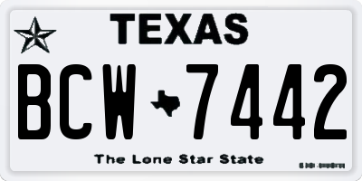 TX license plate BCW7442