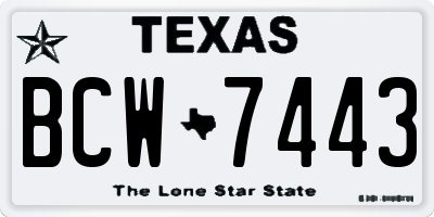 TX license plate BCW7443