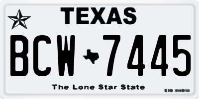 TX license plate BCW7445