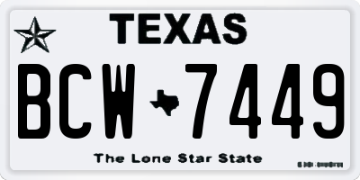 TX license plate BCW7449