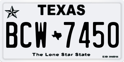 TX license plate BCW7450