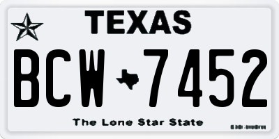 TX license plate BCW7452