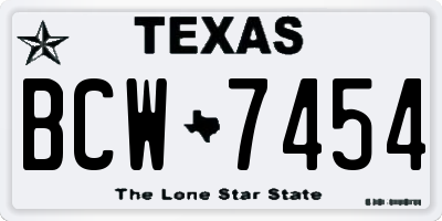 TX license plate BCW7454